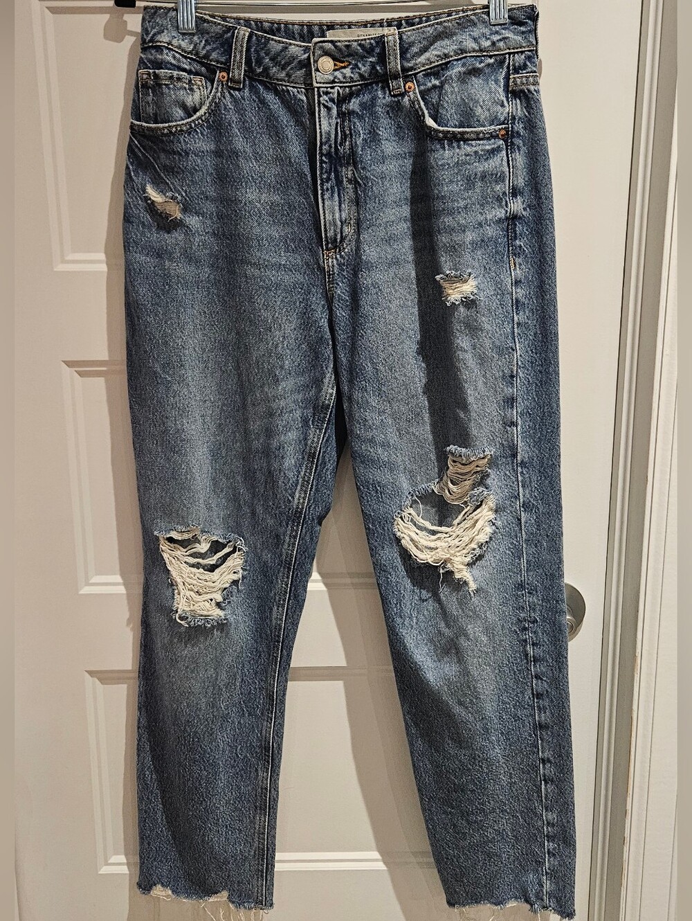 Women's Distressed High-Rise Blue Denim Jeans